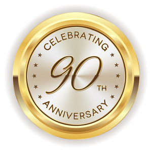 简单的风格建党 90 周年环标志金丝带百年纪念标志与丰富多彩的抽象