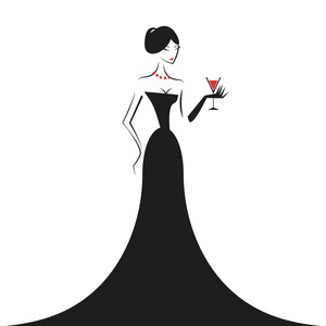女人在球礼服剪影照片