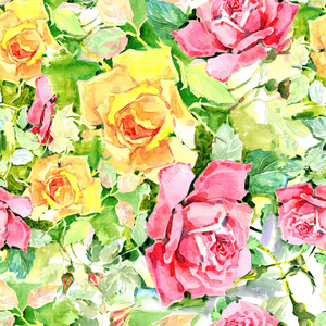 水彩风格野花玫瑰花朵图案
