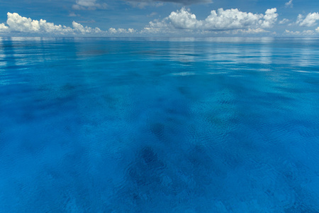 巴布亚新几内亚的太平洋辽阔平坦水面, 蓝天白云太平洋平静水域
