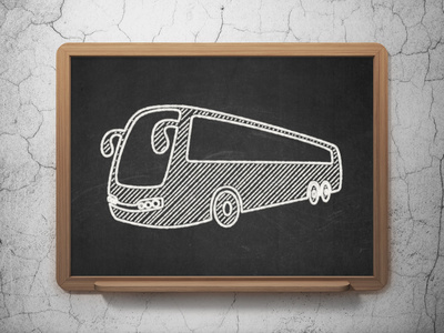 旅游概念黑板背景巴士