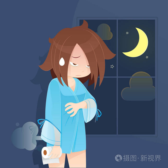 妇女有痛苦的胃疼