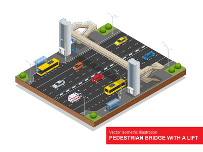 等距人行桥，带电梯过高速公路.. 一套
