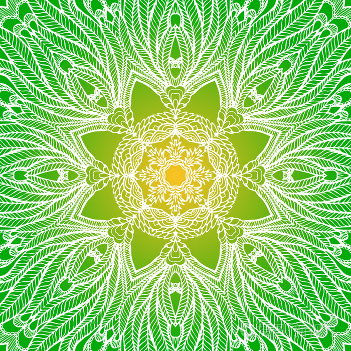 民族装饰曼荼罗的绿色设计插画-正版商用图片0dupbi-摄图新视界