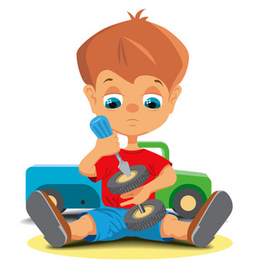 的玩具熊与兔子气球插图与滑稽卡通企鹅与玩具兔和书籍孤立在白色背景