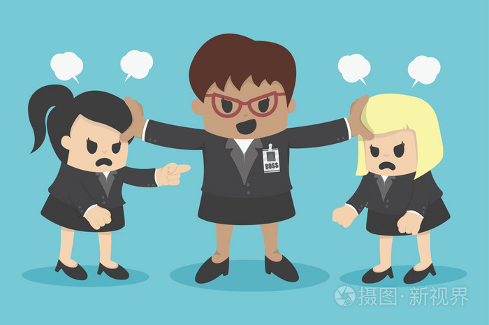 商业女人冲突或争论工友在办公室