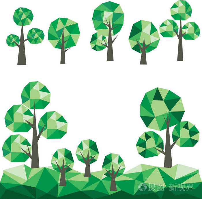 向量几何低聚树剪贴画