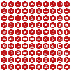 100 慈善图标六角红