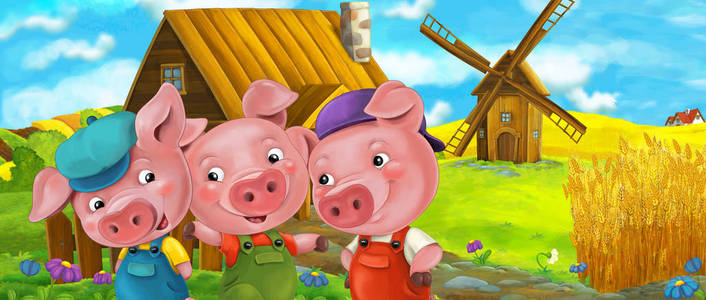 卡通搞笑三只小猪照片