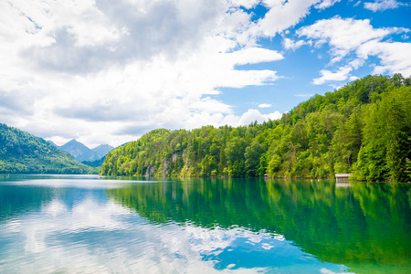 Alpsee 湖，附近旧天鹅堡，德国巴伐利亚州