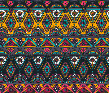 矢量手绘无缝模式与部落的抽象元素照片