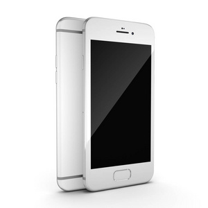 3d 渲染银色与黑色的屏幕的智能手机