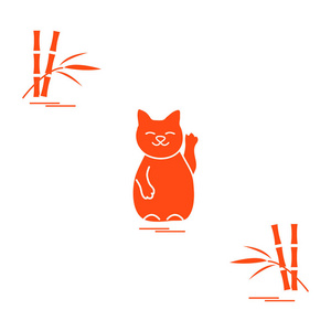 日本招财猫招的程式化的图标图片