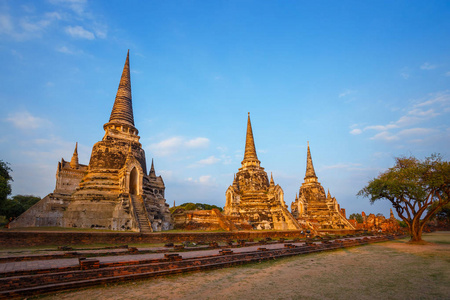 扫管笏 Phra Si Sanphet 寺在教科文组织世界遗产，泰国大城府历史公园