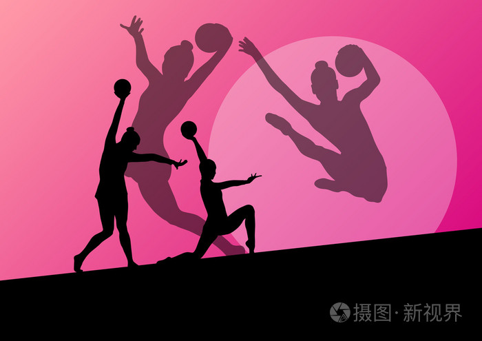 艺术体操运动员女人与球矢量抽象背景