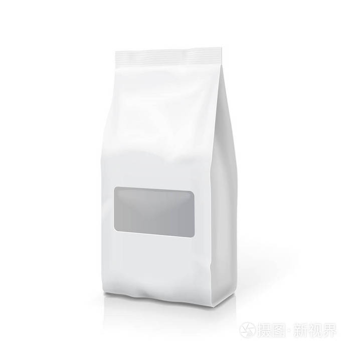 茶咖啡箔或纸包装包的零食袋.孤立的空白香包矢量图