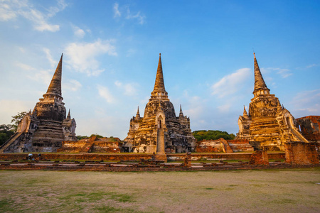 扫管笏 Phra Si Sanphet 寺在教科文组织世界遗产，泰国大城府历史公园