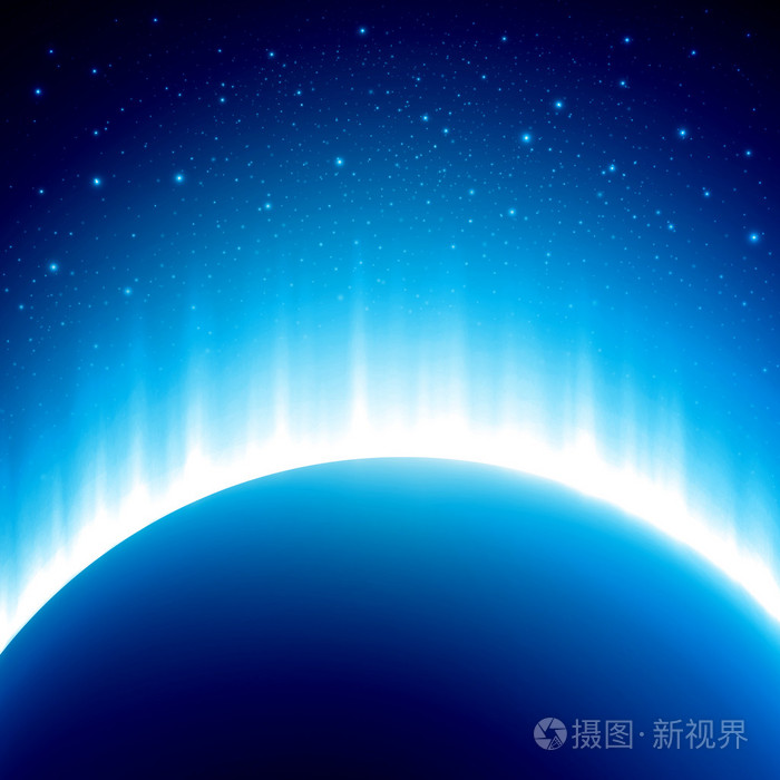深蓝色彩色空间背景与美丽eclipse矢量图