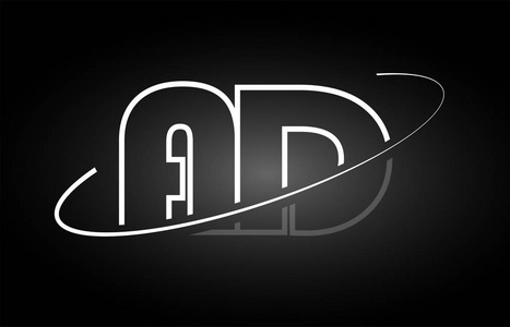 Ad A D 字母字母标志黑色白色图标设计