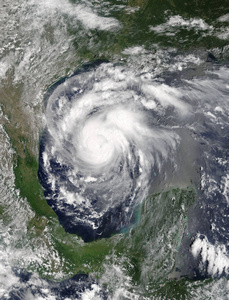 从太空看飓风哈维。这张图片的元素是由美国国家航空航天局提供的
