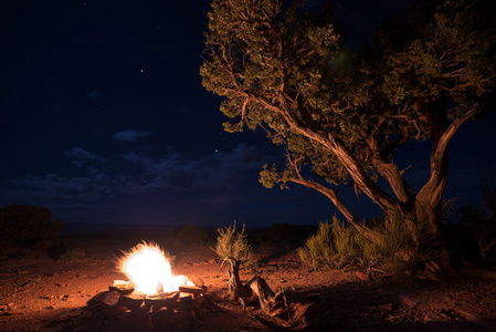 在星空下的篝火照片