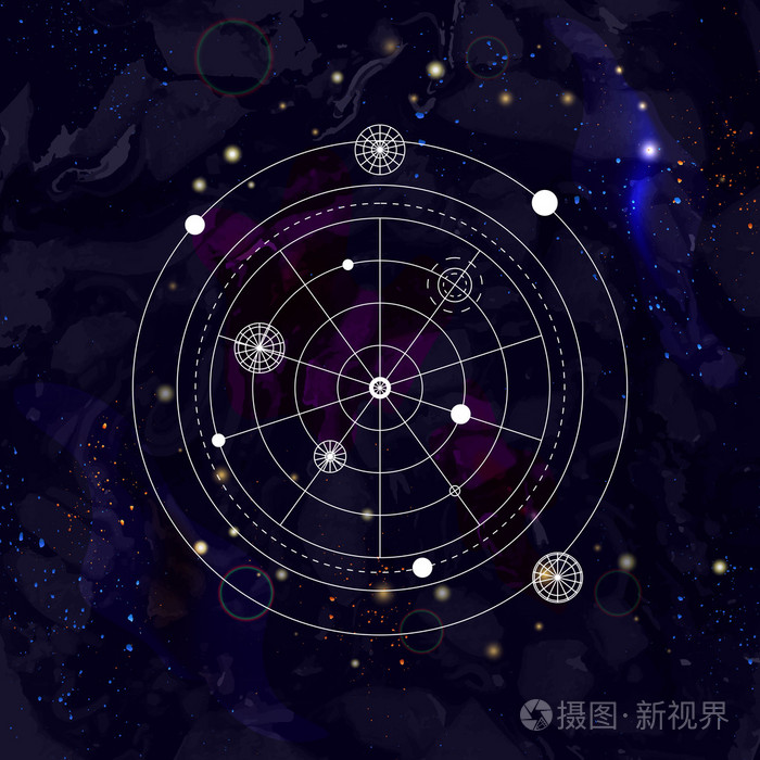 抽象的神秘几何符号.线性的炼金术,神秘的哲学的标志