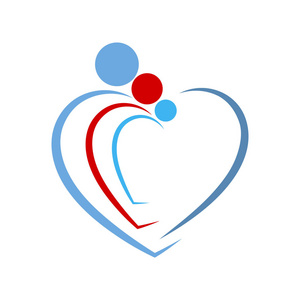 家庭护理符号在心的形状.矢量图照片