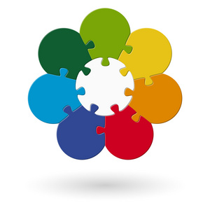 彩色圆花拼图图片