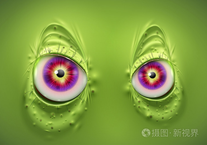 可怕的绿色怪物的眼睛