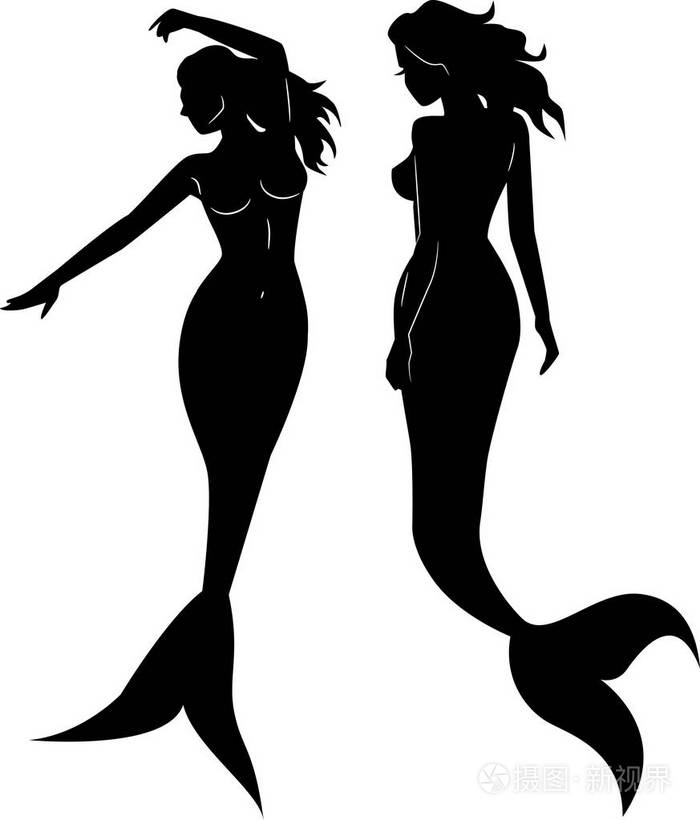 美人鱼剪影矢量的集合