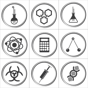 9 科学黑色和白色的圆圈图标