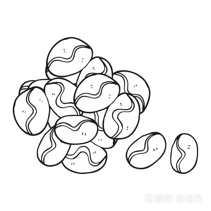 黑色和白色卡通咖啡豆