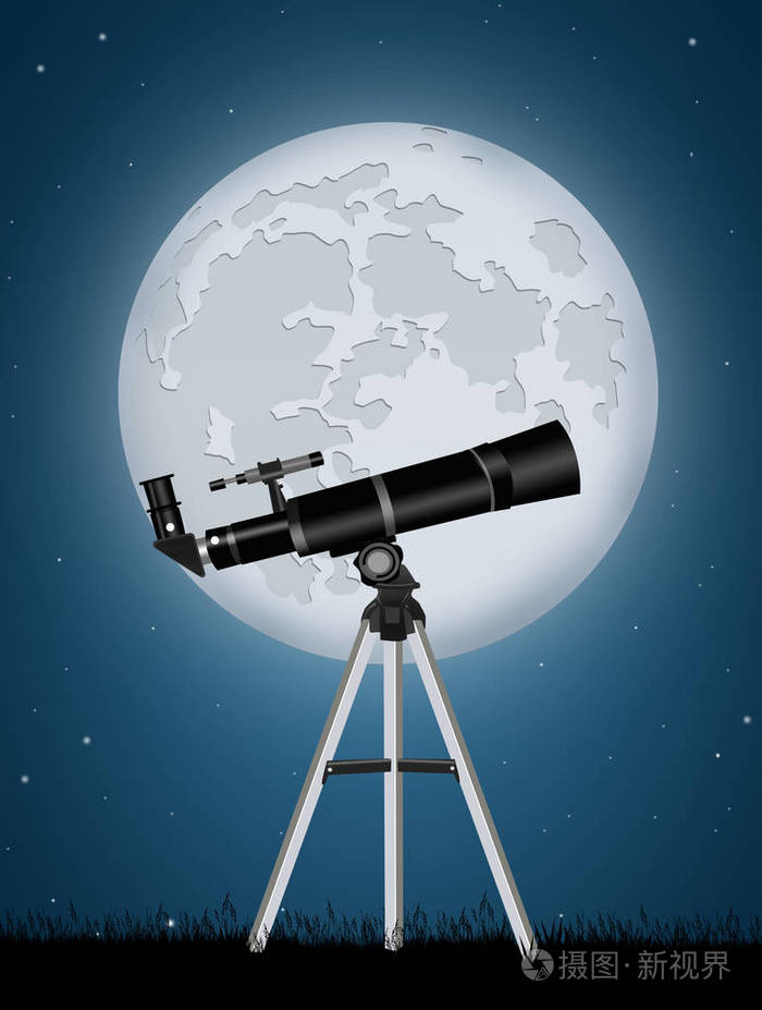用望远镜看月亮