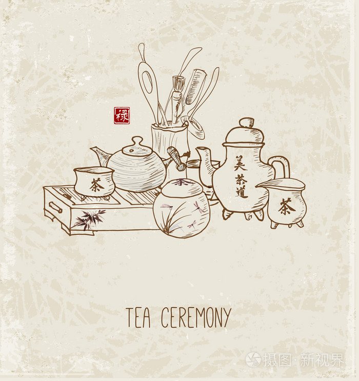 中国和日本茶道对象插画-正版商用图片0dxaoh-摄图新视界