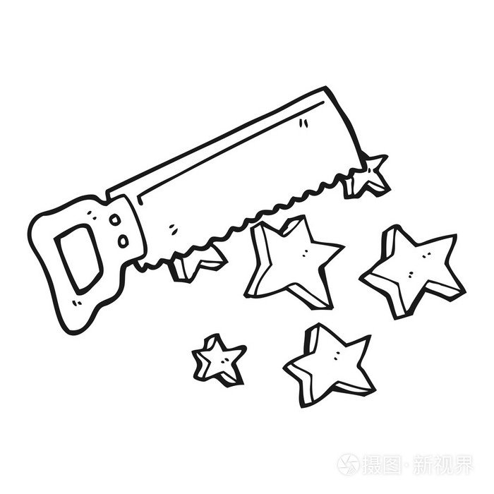 黑色和白色卡通锯插画-正版商用图片0dxbsh-摄图新视界