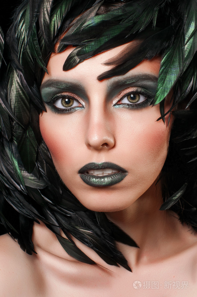 漂亮的模特女人脸部特写.神秘女郎画像