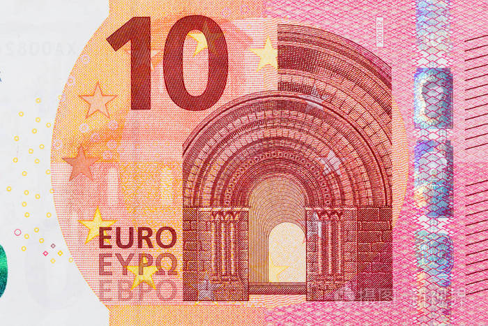 这张照片的十欧元钞票在宏被