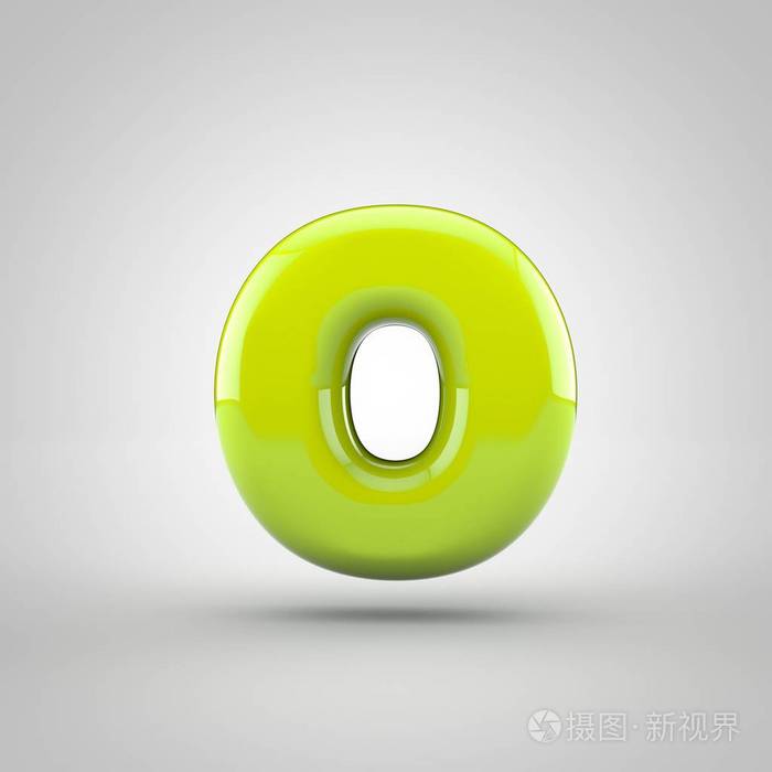 有光泽的石灰画孤立在白色背景上的小写字母o