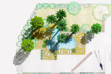 别墅景观建筑师设计后院计划图片