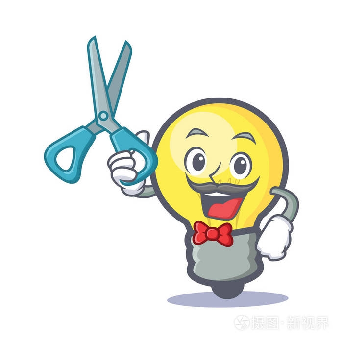 理发师灯泡字符卡通
