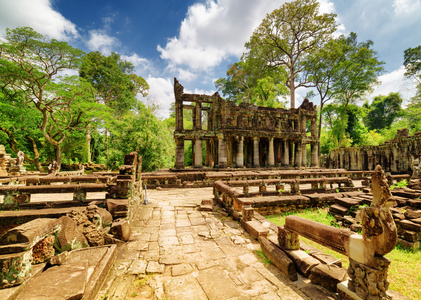 柬埔寨吴哥古前汗寺神秘遗址