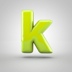 有光泽的石灰画孤立在白色背景上的字母 k 小写照片