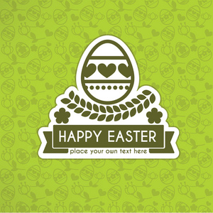 复活节快乐 logo 模板矢量观赏背景音乐 logo 标志带黑色线条设计的