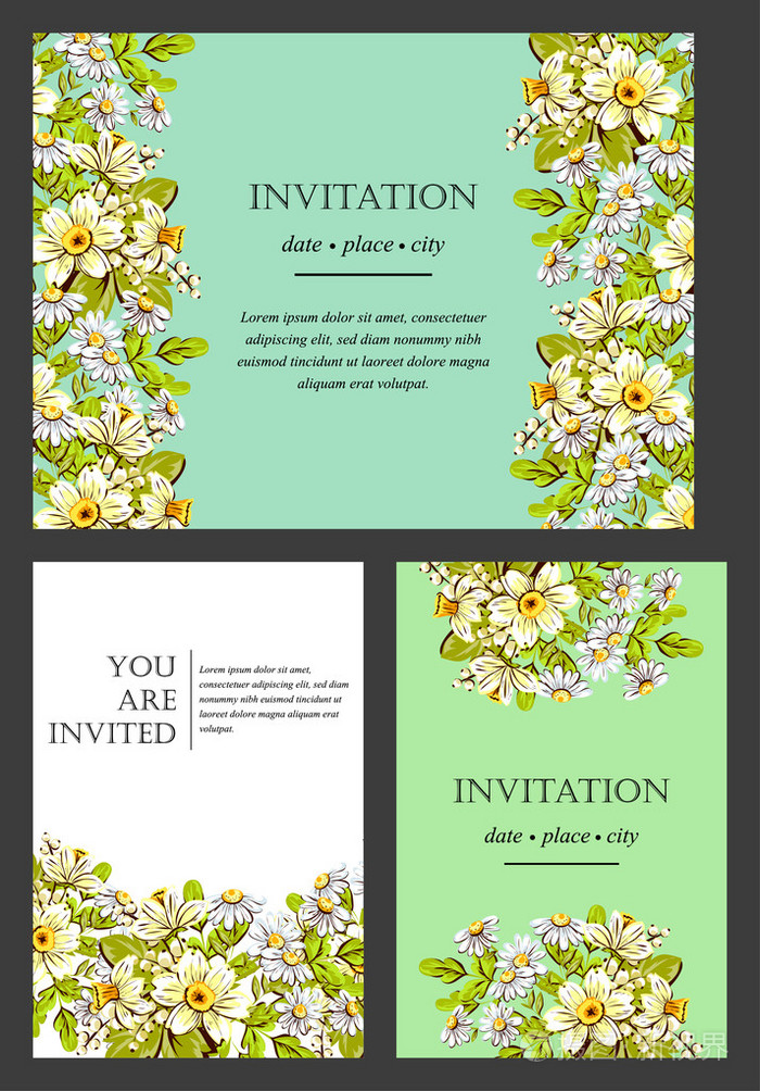 邀请卡与花卉元素