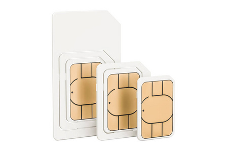 迷你卡集 sim 卡迷你, 微, 纳米,3d 渲染照片