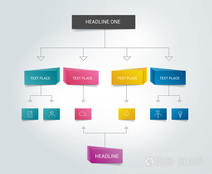 流程图.颜色的文本方案.图表