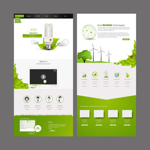 生态商务一个网页网站设计模板。矢量设计
