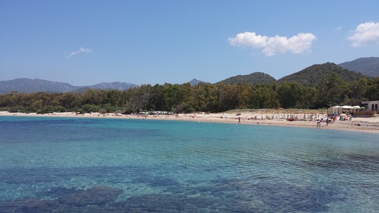 海滩和蓝色海多彩撒丁岛