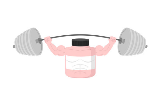粉红色容器运动营养压架顶杠铃。 向量