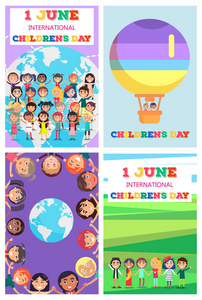国际儿童日贺卡设置图片